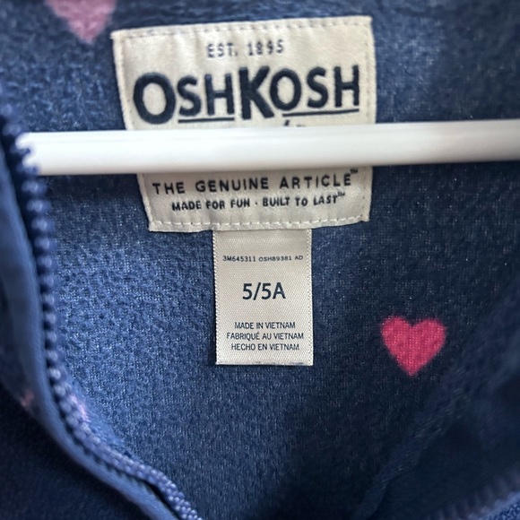 Polyester fleece size 5 toddler. Blue with pink hearts. - Picture 3 of 4